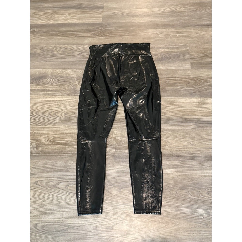 Spanx Faux Patent Leather Leggings In Black Women's Size Medium